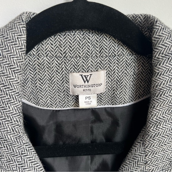 Worthington Gray Tailored Blazer Jacket - 3/4 length sleeves - Size Petite Small - Picture 3 of 6